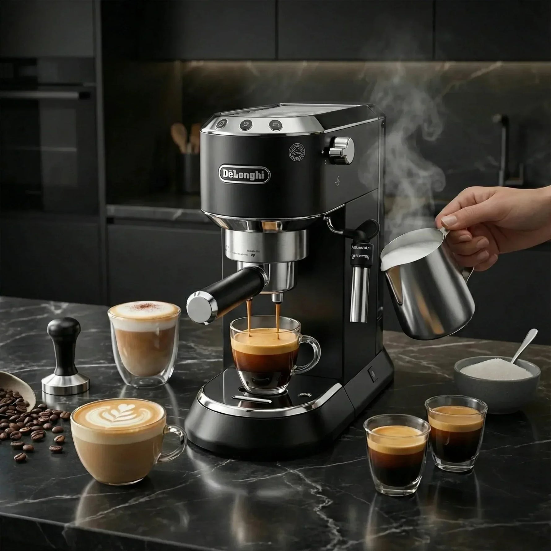 آلة قهوة إسبريسو مضخة ستايل ديديكا، 15 بار، أسود - EC 685.BK - Blanco