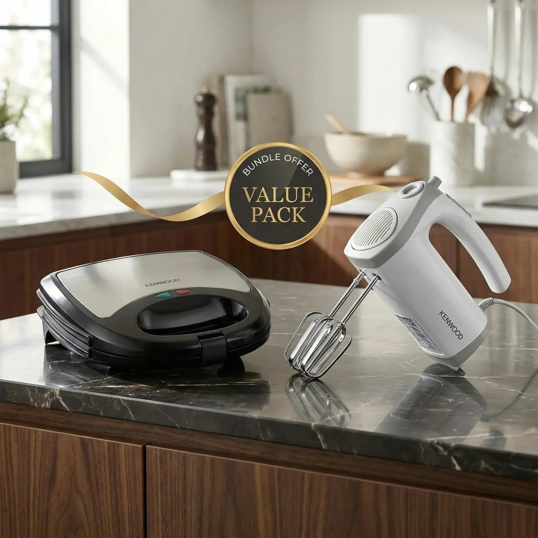 باندل صانع سندوتشات من كينوود + مضرب يدوي من كينوود - Blanco