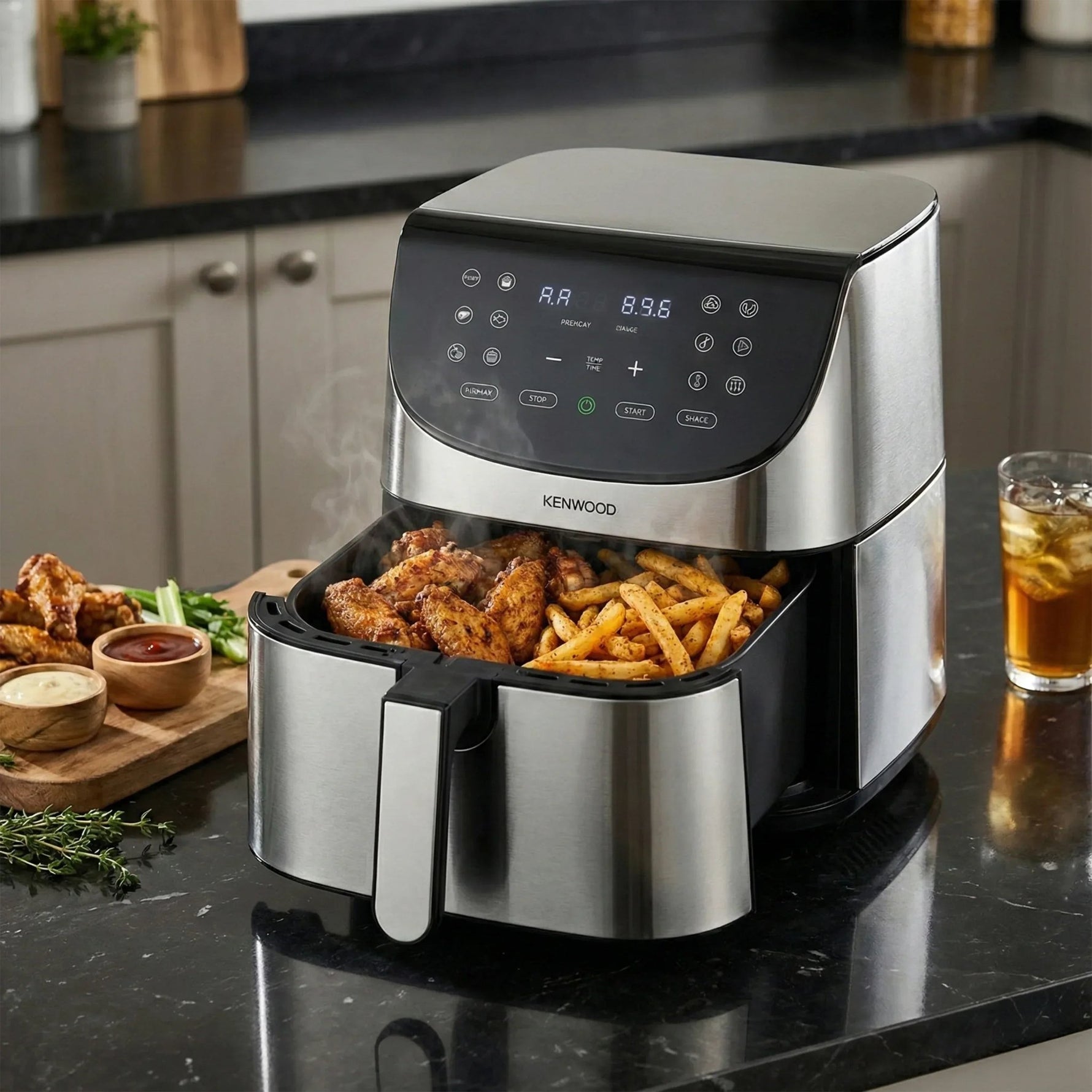 قلاية هوائية كينوود - سلفر ،7 لتر، 1800 واط، HFM80SS - Blanco