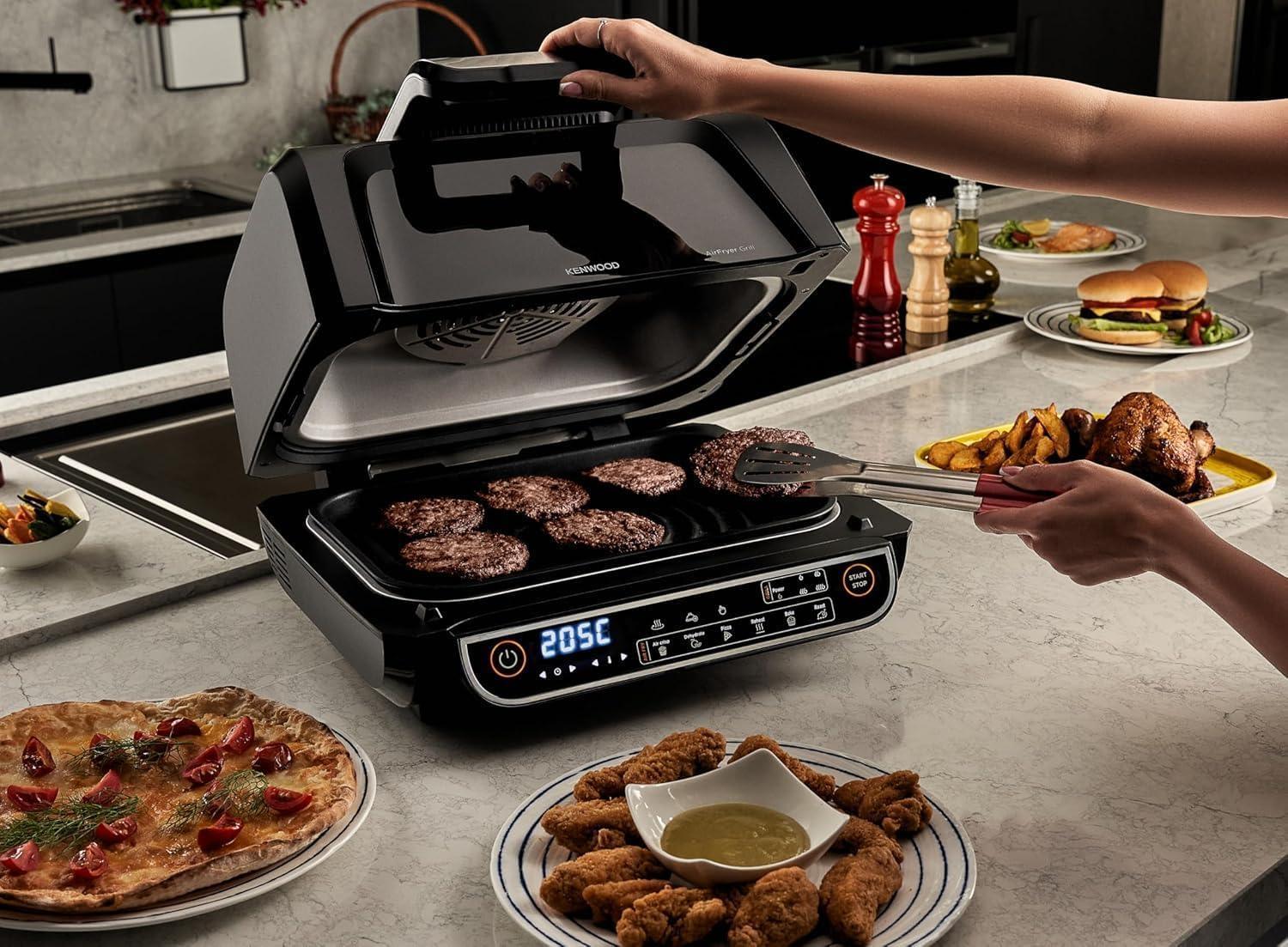 قلاية هوائية وشواية كينود 2 في 1 - 8 لتر، 1700 واط، GHF40.000 BK - Blanco