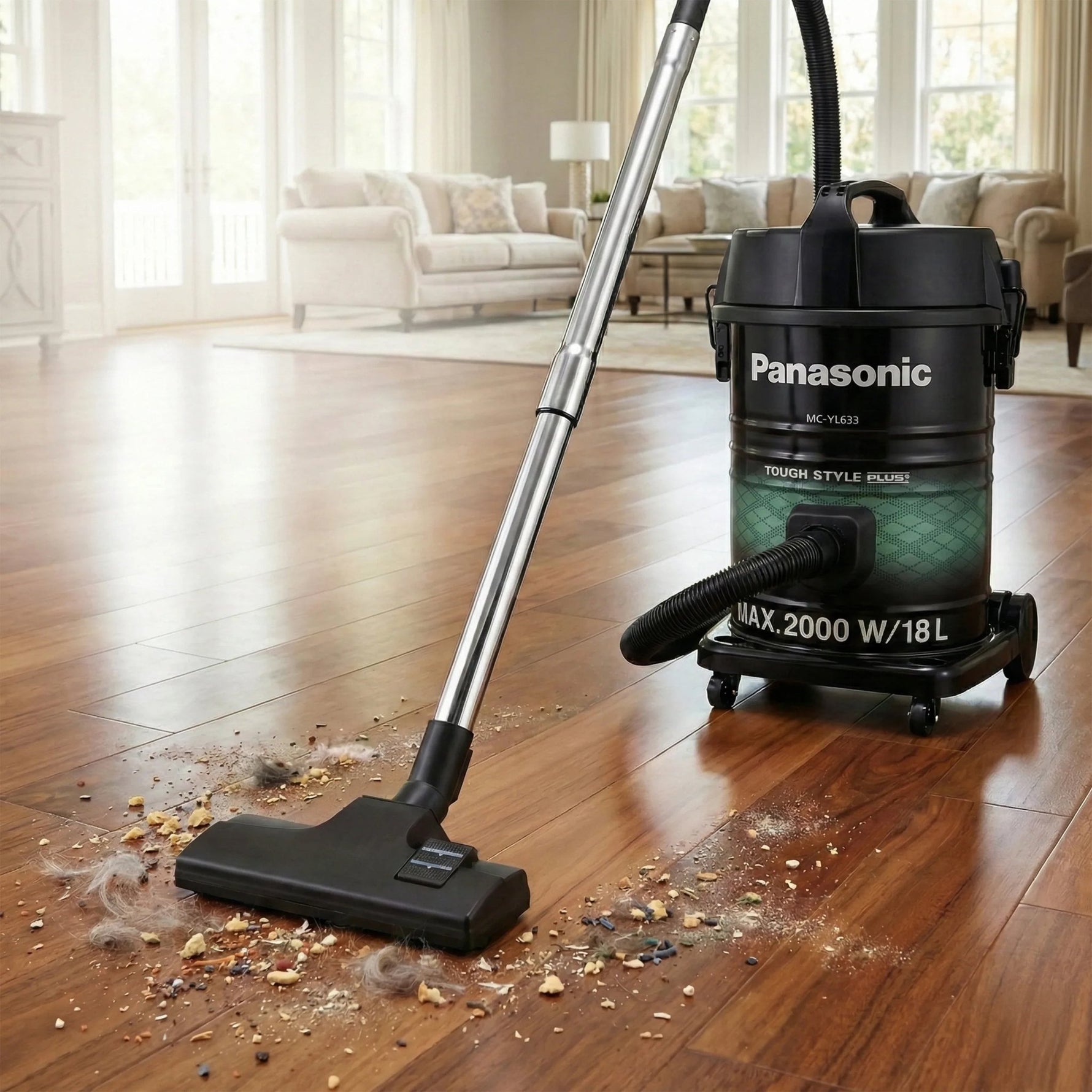 مكنسة باناسونيك برميلية ماليزي بقوة 2000 وات وسعة 18 لتر MC - YL633 - Blanco